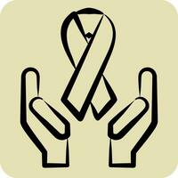 icône ruban. en relation à monde cancer symbole. main tiré style. Facile conception modifiable. Facile illustration vecteur