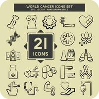 icône ensemble monde cancer. en relation à santé symbole. main tiré style. Facile conception modifiable. Facile illustration vecteur