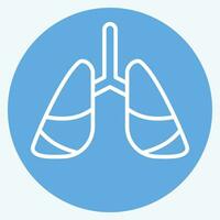 icône poumon cancer. en relation à monde cancer symbole. bleu yeux style. Facile conception modifiable. Facile illustration vecteur