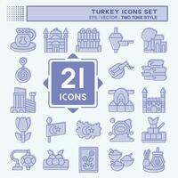 icône ensemble Turquie. en relation à éducation symbole. deux Ton style. Facile conception modifiable. Facile illustration vecteur