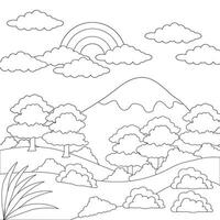 conception nature paysage contour coloriage vecteur