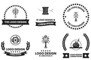adaptation et couture équipement magasin logo dans plat ligne art style vecteur