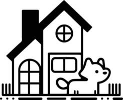 maison de chiens et chats logo dans animal clinique concept dans plat ligne art style vecteur