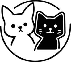 maison de chiens et chats logo dans animal clinique concept dans plat ligne art style vecteur