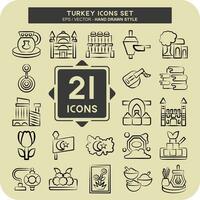 icône ensemble Turquie. en relation à éducation symbole. main tiré style. Facile conception modifiable. Facile illustration vecteur