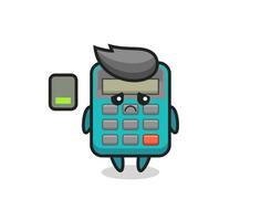 personnage mascotte calculatrice faisant un geste fatigué vecteur