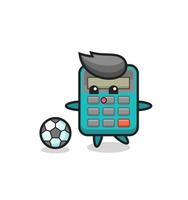 illustration de dessin animé de calculatrice joue au football vecteur