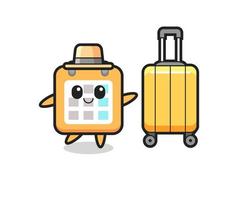 illustration de dessin animé de calendrier avec des bagages en vacances vecteur