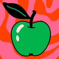 dessin animé vecteur marrant mignonne bande dessinée personnages, rouge Pomme. fou les dessins animés abstrait vecteur collection dans branché rétro bande dessinée style