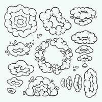 bande dessinée des nuages, dessin animé vecteur des nuages dans ligne style isolé sur lumière Contexte.