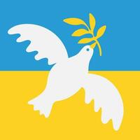 paix à Ukraine. symbole de paix - Colombe avec une laurier branche sur le bleu jaune Contexte. vecteur illustration