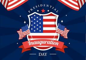 Etats-Unis présidentiel inauguration journée vecteur illustration janvier 20 avec Capitole bâtiment Washington dc et américain drapeau dans Contexte conception