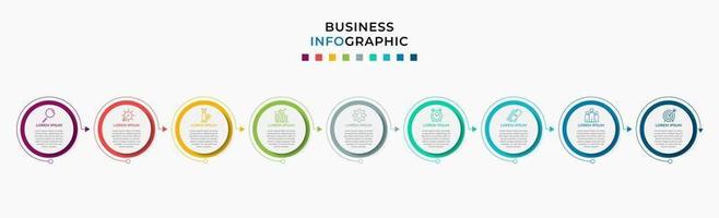 modèle d'entreprise de conception infographique avec des icônes et 9 options ou étapes vecteur