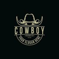 cow-boy chapeau rodeo logo conception ancien rétro style vecteur