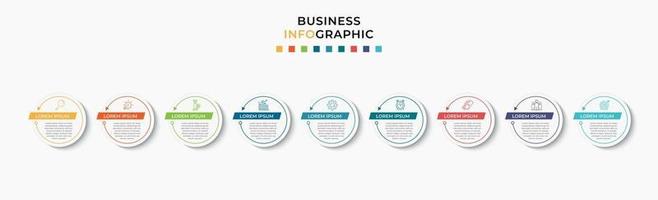 modèle d'entreprise de conception infographique avec des icônes et 9 options ou étapes vecteur