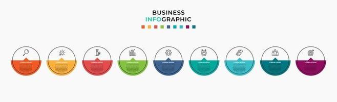 modèle d'entreprise de conception infographique avec des icônes et 9 options ou étapes vecteur