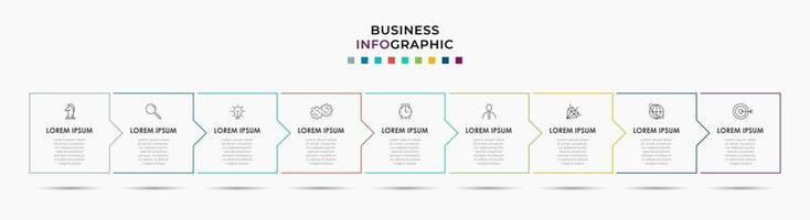 modèle d'entreprise de conception infographique avec des icônes et 9 options ou étapes vecteur