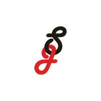 lettre sj courbe coloré conception logo vecteur