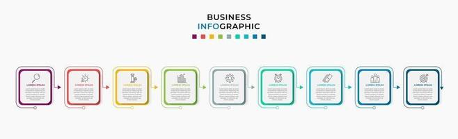 modèle d'entreprise de conception infographique avec des icônes et 9 options ou étapes vecteur