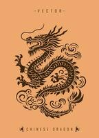 le ancien art de dragon illustration dans Oriental décoratif style vecteur