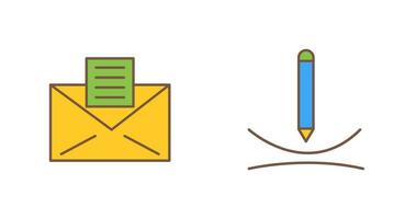 email les documents et dessiner courbe icône vecteur