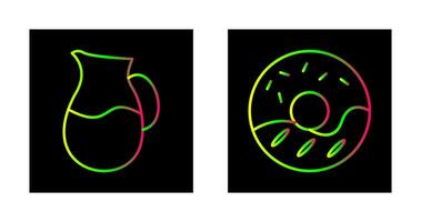 Lait cruche et crème Donut icône vecteur