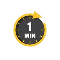 1 minute sur chronomètre icône dans plat style. l'horloge visage minuteur vecteur illustration sur isolé Contexte. compte à rebours signe affaires concept.