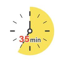 35 minutes sur chronomètre icône dans plat style. l'horloge visage minuteur vecteur illustration sur isolé Contexte. compte à rebours signe affaires concept.