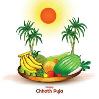 joyeux chhath puja fond de vacances pour le festival du soleil de l'inde vecteur