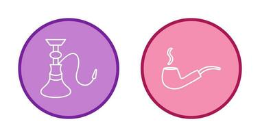 narguilé et allumé fumeur tuyau icône vecteur