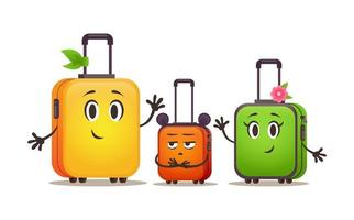 petit ensemble de bagages familiaux. sacs de voyage en voyage. groupe de valises vecteur