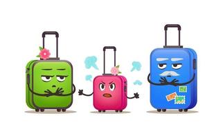 valises de groupe familial. ensemble coloré de vecteur de dessin animé
