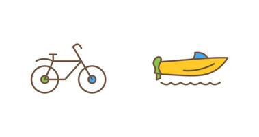 vélo et la vitesse bateau icône vecteur