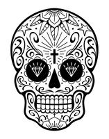 Crâne mexicain de vecteur avec des motifs