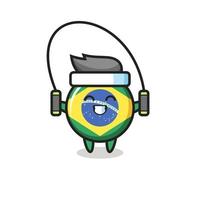 bande dessinée de caractère d'insigne de drapeau du brésil avec la corde à sauter vecteur