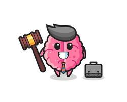 illustration de la mascotte du cerveau en tant qu'avocat vecteur