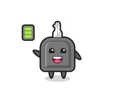 personnage de mascotte de clé de voiture avec un geste énergique vecteur