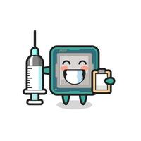 mascotte illustration du processeur en tant que médecin vecteur