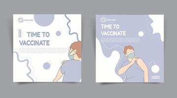 il est temps de vacciner la bannière de publication sur les réseaux sociaux avec un design plat. vecteur