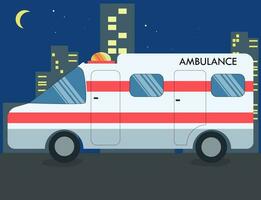 ambulance voiture médical Facile vecteur illustration isolé sur ville nuit Contexte
