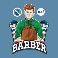 en colère coiffeur homme mascotte personnage logo. vecteur illustration