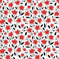 fleurs rouges sur un modèle sans couture de fond blanc vecteur