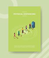 santé distanciation physique personnes ligne d'attente ligne d'avertissement vecteur