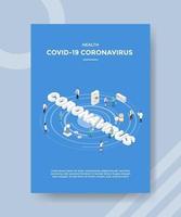 santé covid 19 personnes du virus corona debout autour du mot vecteur