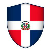 dominicain république drapeau dans bouclier forme. vecteur illustration.