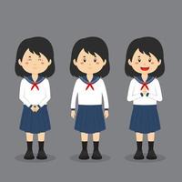 personnage de l'école japonaise avec expression vecteur