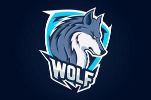 logo de mascotte de l'équipe e-sports de loup en colère vecteur