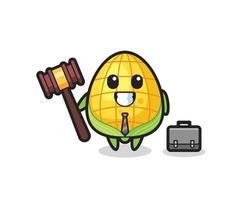 illustration de la mascotte de maïs en tant qu'avocat vecteur