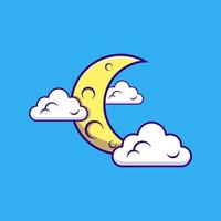 nuage et lune icône ou logo isolé vecteur
