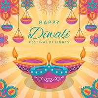 joyeux diwali festival des lumières concept vecteur